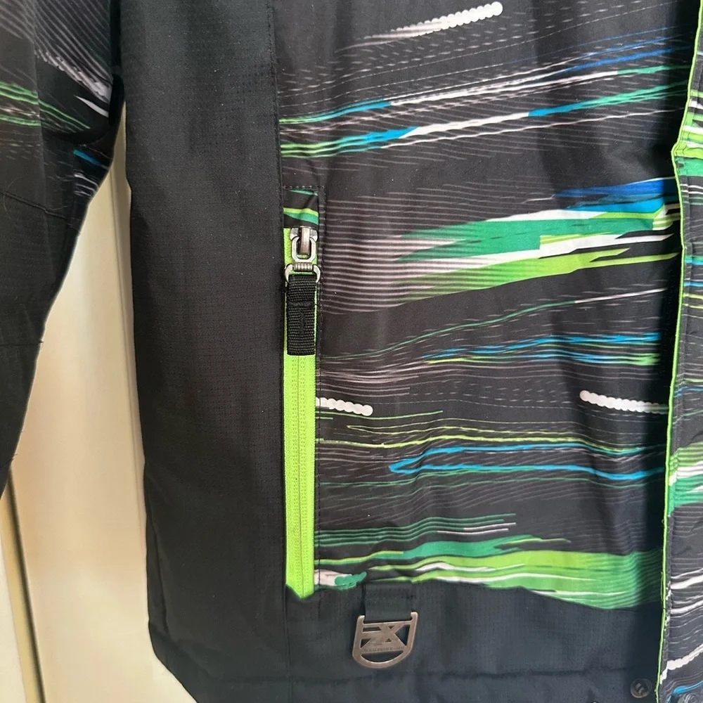 Youth ZeroXposur Winter Jacket Black Green Large 14/16 Zip Up Hood Pockets Lined